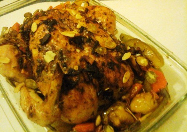 szaftos sült csirke – zöldség körettel