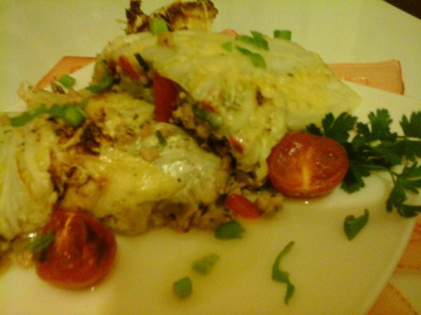 kínai kel pirított hússal - mozarella sajttal