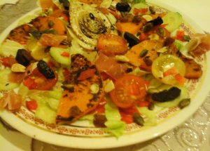 piritott sütötök &édeskömény - pármai sonka salátával