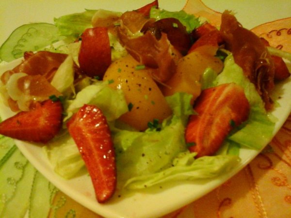 Barack-eper saláta & Pármai sonkával & pirított sajttal4