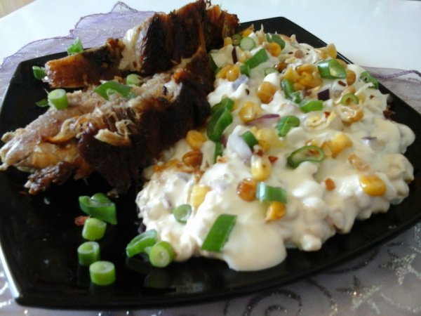 fűszeres sült sertés hús - tejszínes majonézes kukoricával4