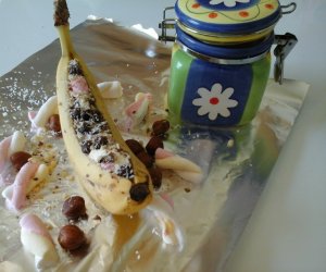 sült banán mályvacukorral és csokoládéval mogyoróval2