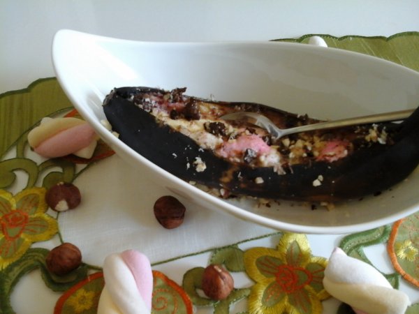 sült banán mályvacukorral és csokoládéval mogyoróval5