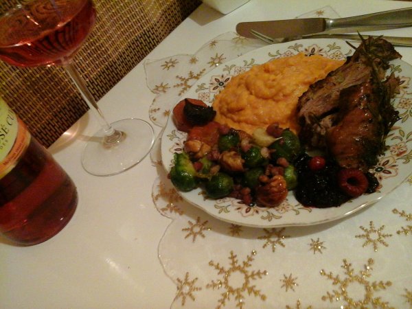 Sült pulykacomb-burgonyapürével-Gesztenyéskelbimbóval-gyümölcsszósszal1